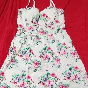 No Boundaries White and Pink Sundress Sleeveless Mini